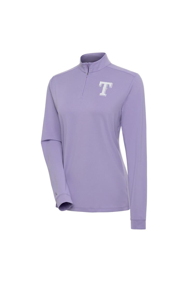 Women's Antigua  Purple Texas Rangers Finish Quarter-Zip Pullover Top, Main, color, Purple
