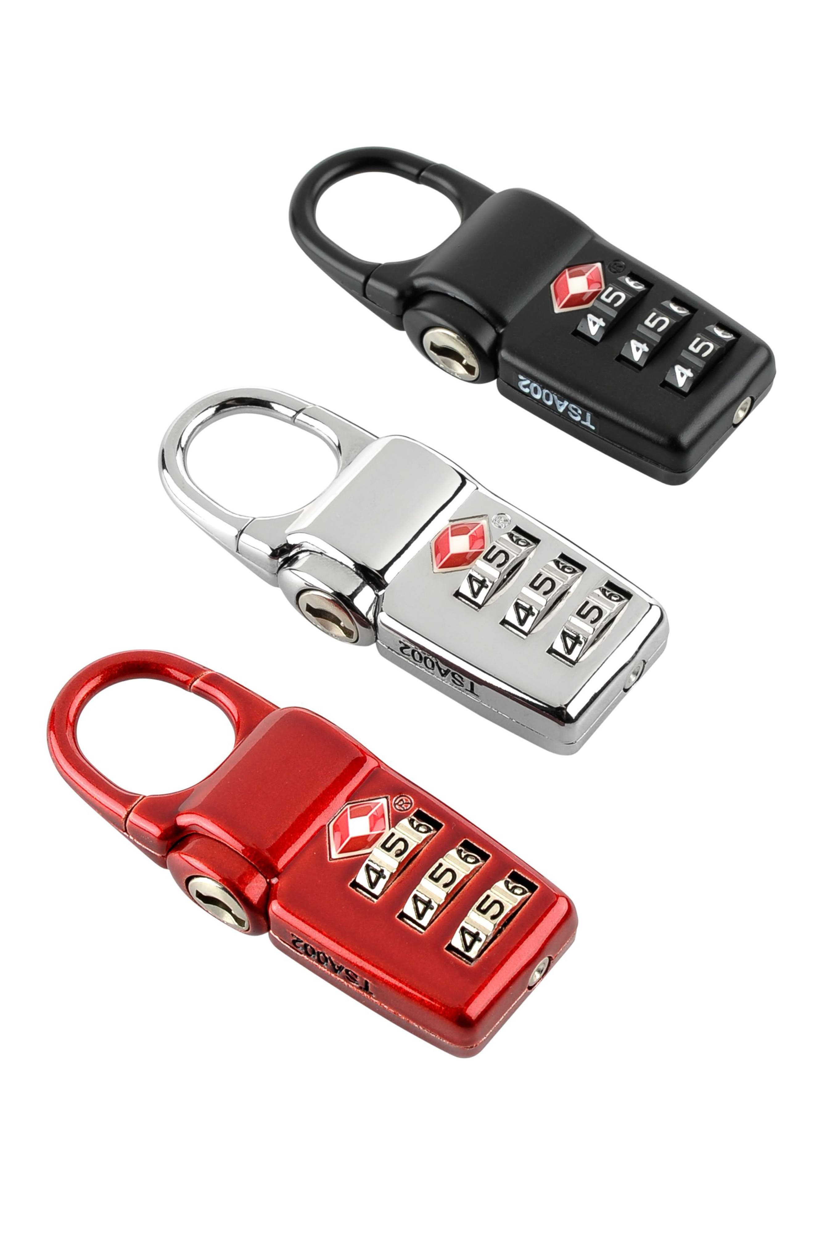 TUMI Assorted 3-Pack TSA Locks, Alternate, color, Black