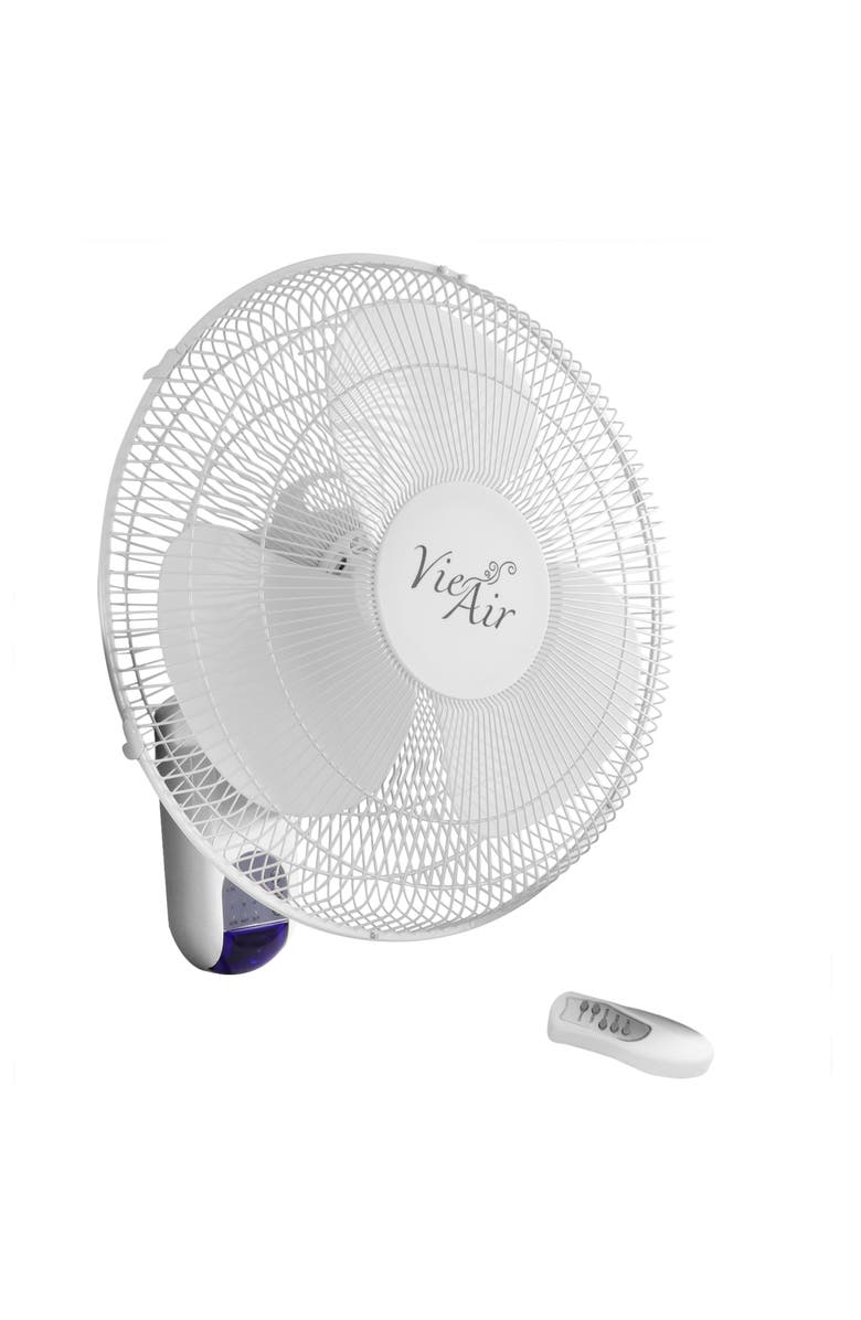 Vie Air 16 Inch 3 Speed Plastic Wall Fan with Remote Control, Alternate, color, White