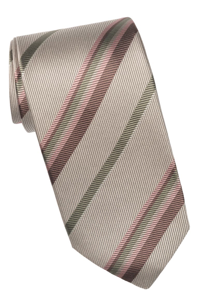 Lugano - Extra Long Silk Jacquard Tie for Men, Alternate, color, Almond Beige