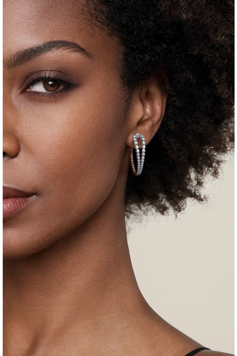 Bujuka 14k Gold Diamond Hoop Earrings, Alternate, color, 14K YELLOW/ WHITE GOLD