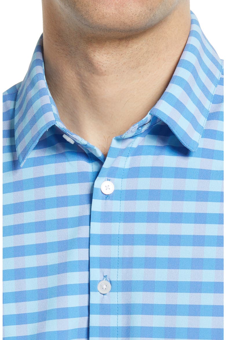 Leeward Check Button-Up Performance Shirt, Alternate, color, BLUE GINGHAM