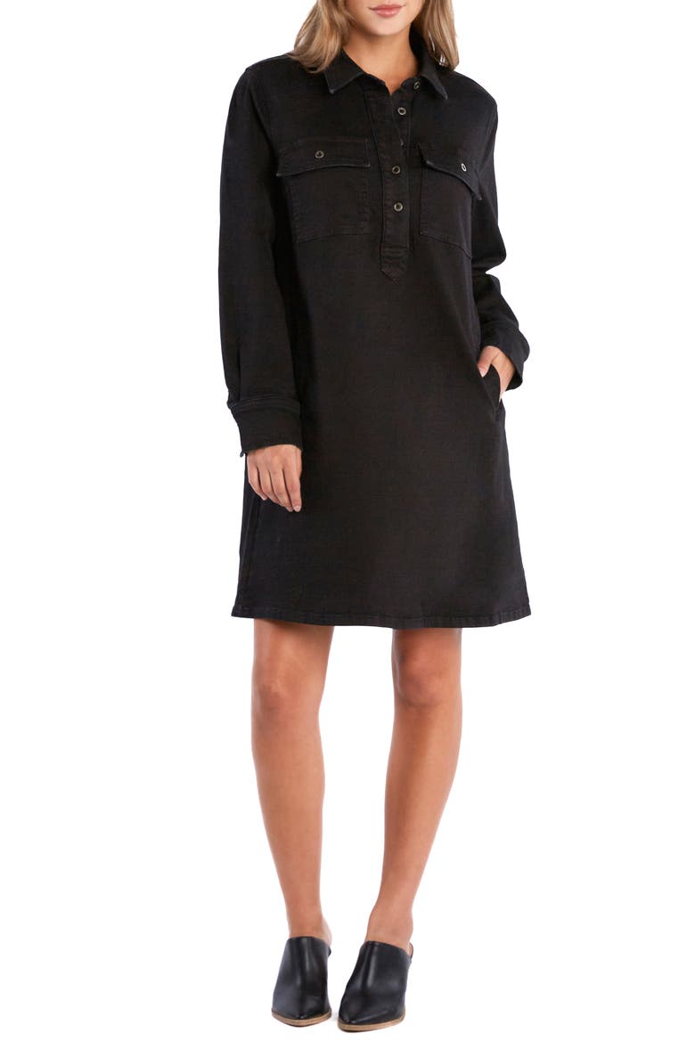 Blakely Popover Long Sleeve Denim Dress, Alternate, color, DENIM BLACK