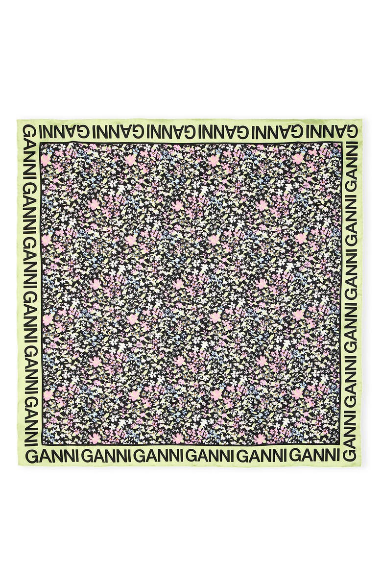 Ganni Silk Twill Square Scarf, Main, color, 