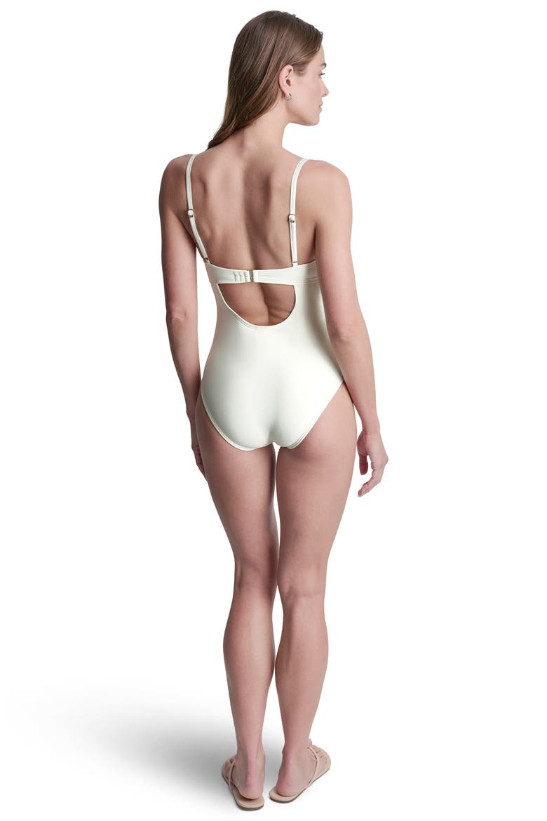 Keyhole Twist One-Piece Swimsuit, Alternate, color, OFF WHITE