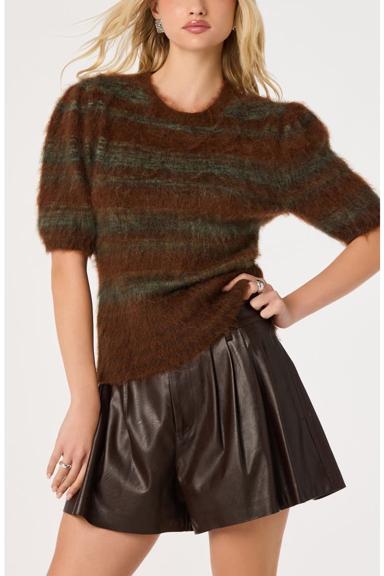 Jean Crewneck Sweater, Main, color, BROWN GREEN STRIPE