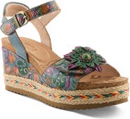 L'Artiste by Spring Step Boca Espadrille Ankle Strap Platform Wedge Sandal