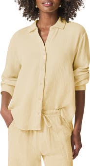 Splendid Adele Oversize Cotton Gauze Button-Up Shirt
