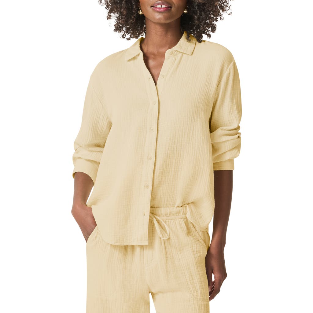Splendid Adele Oversize Cotton Gauze Button-up Shirt In Limoncello