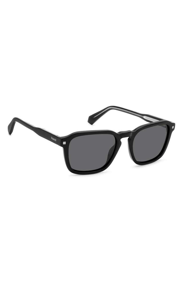 Polaroid 53mm Polarized Rectangular Sunglasses, Alternate, color, Black/ Gray Polarized