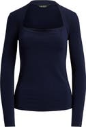 Lauren Ralph Lauren Stretch Jersey Square Neck Top