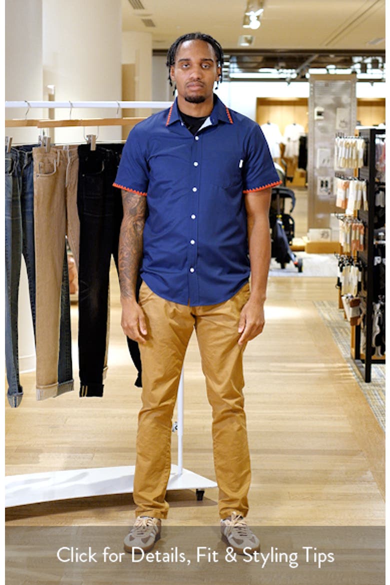 Weekend Crochet Trim Short Sleeve Performance Button-Up Shirt video