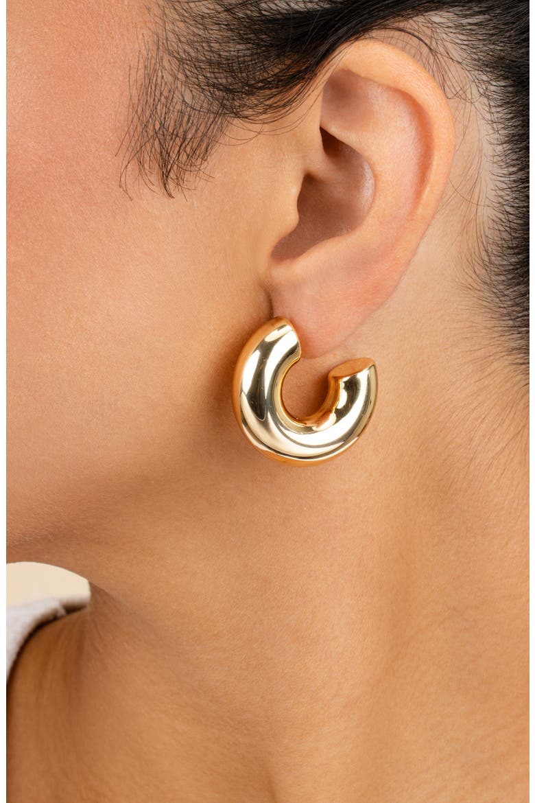 Wynonna Tube Hoop Earrings, Alternate, color, GOLD
