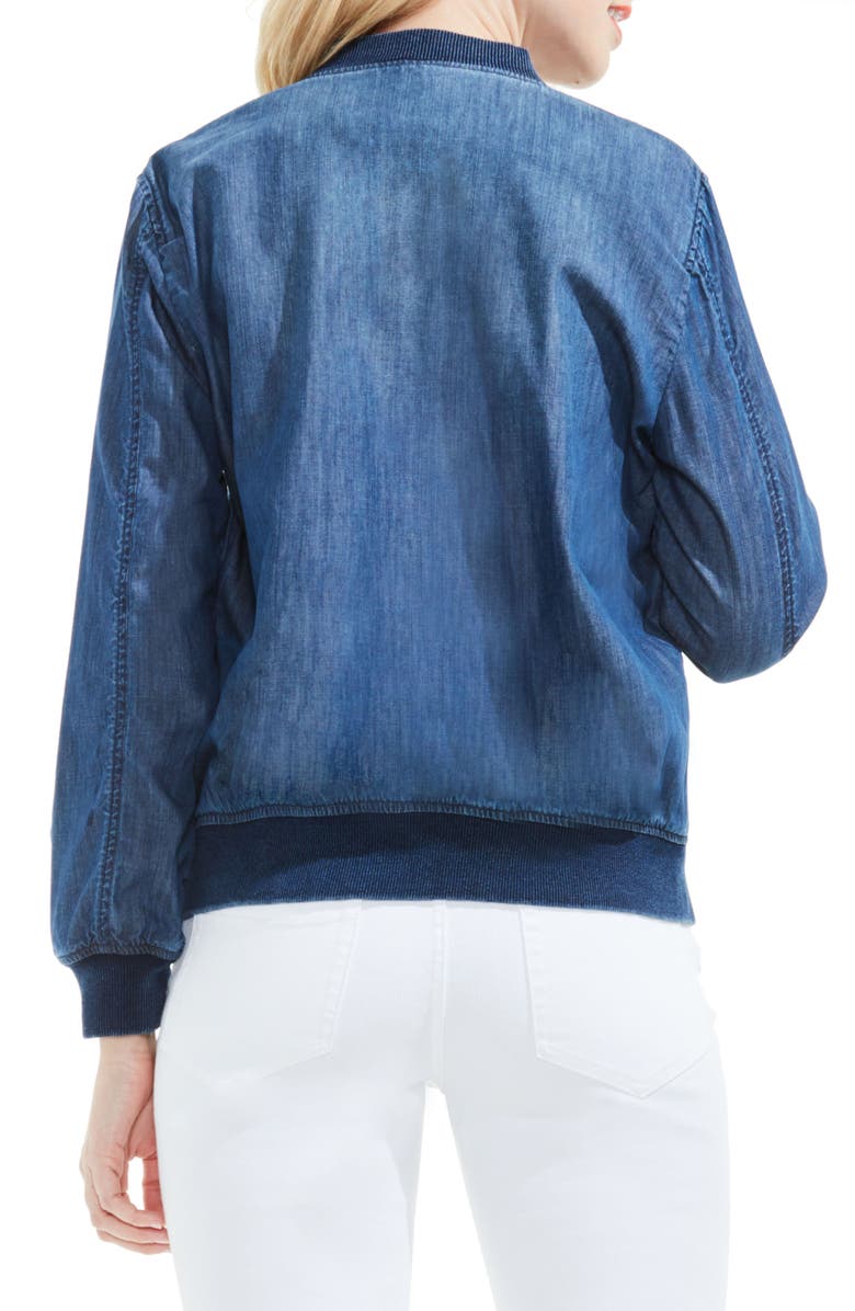 Two by Vince Camuto Washed Denim Bomber Jacket, Alternate, color,