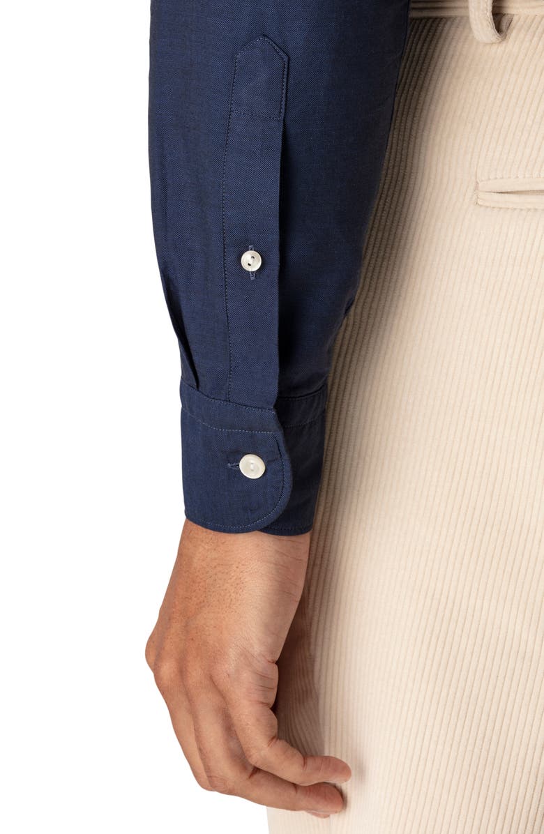 Eton Soft Casual Line Slim Fit Solid Cotton & Silk Shirt, Alternate, color, 