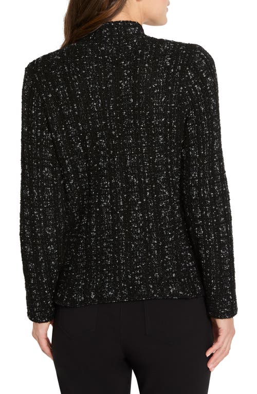 Nic + Zoe Nic+zoe Metallic Grid Knit Jacket In Black