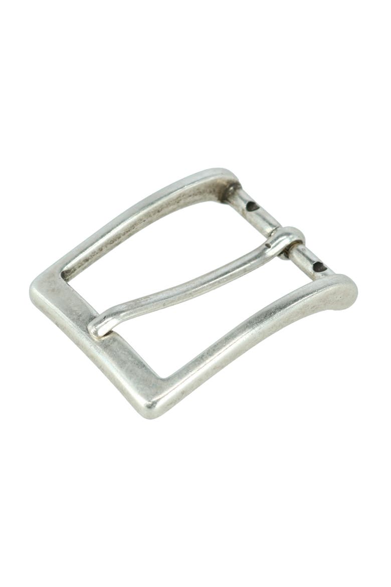32mm Simply Stated Single Pronged Solid Brass Harness Belt Buckle, Alternate, color, Antique Silver