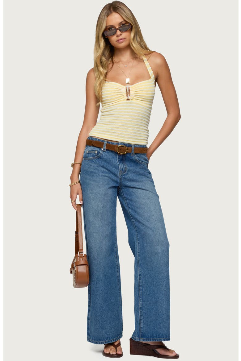 Lovina Textured Stripe Halter Top, Alternate, color, YELLOW