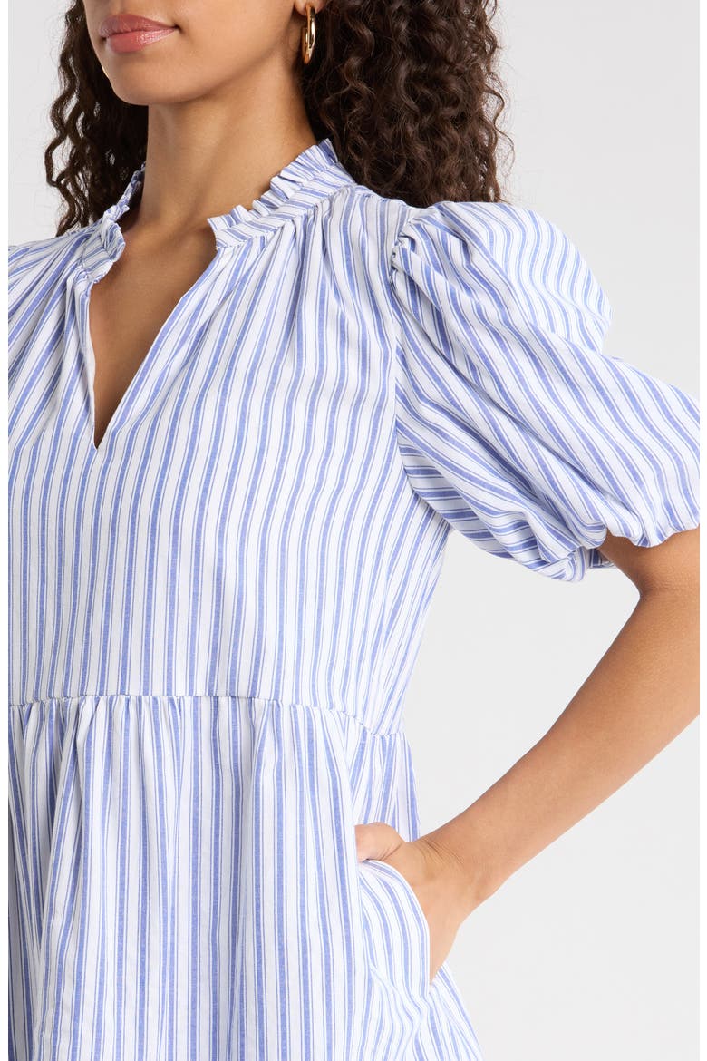 Audry Stripe Jacey Babydoll Minidress, Alternate, color, WHITE-BLUE