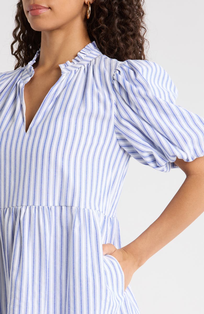 SUGARLIPS Audry Stripe Jacey Babydoll Minidress, Alternate, color, White-Blue