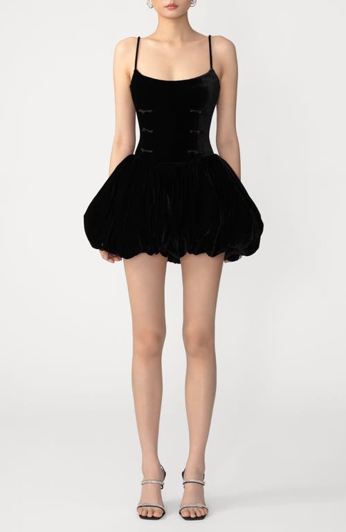 Sau Lee Miley Bubble Hem Velvet Minidress In Black