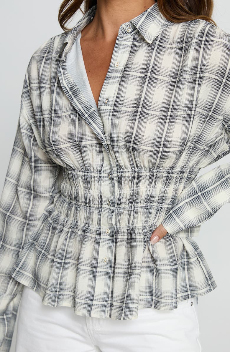 Princess Polly As You Are Check Button-Up Shirt, Alternate, color, Black Check