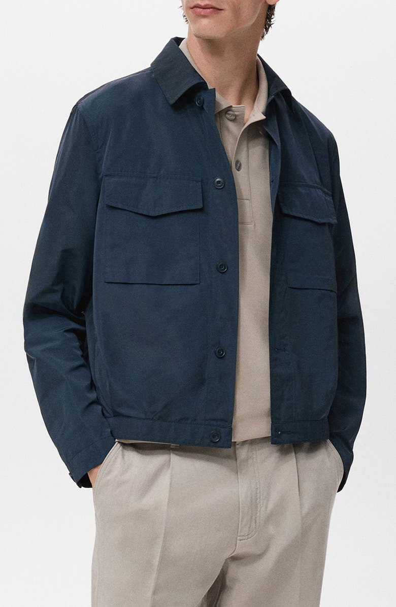 MANGO Water Repellent Jacket, Main, color, Petrol Blue