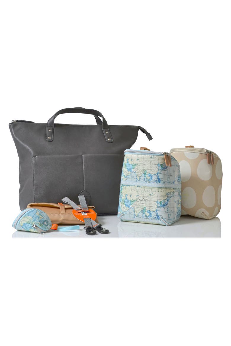 Saunton Faux Leather Convertible Diaper Backpack, Alternate, color, PEWTER
