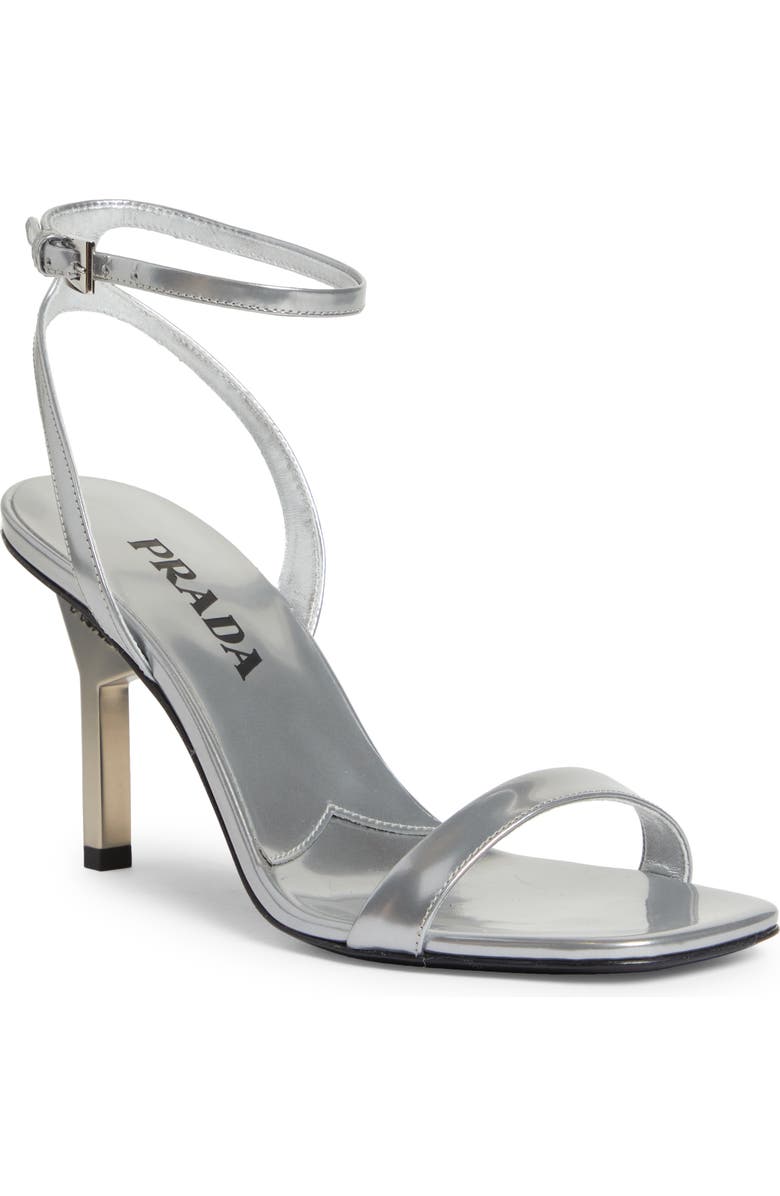 Prada Sandali Ankle Strap Sandal, Main, color, Argento