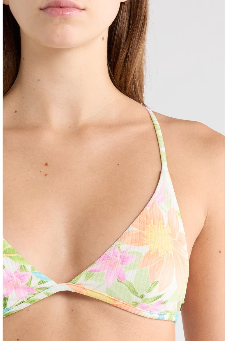 Catalina Island Floral Triangle Bikini Top, Alternate, color, GREEN MULTI