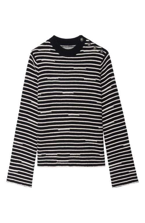Zadig & Voltaire Spiky Stripes Wool & Cashmere Sweater In Gold