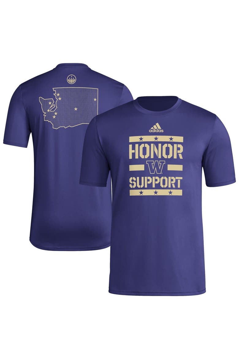 Men's adidas Purple Washington Huskies Honor & Support Pre-Game T-Shirt, Main, color, Purple