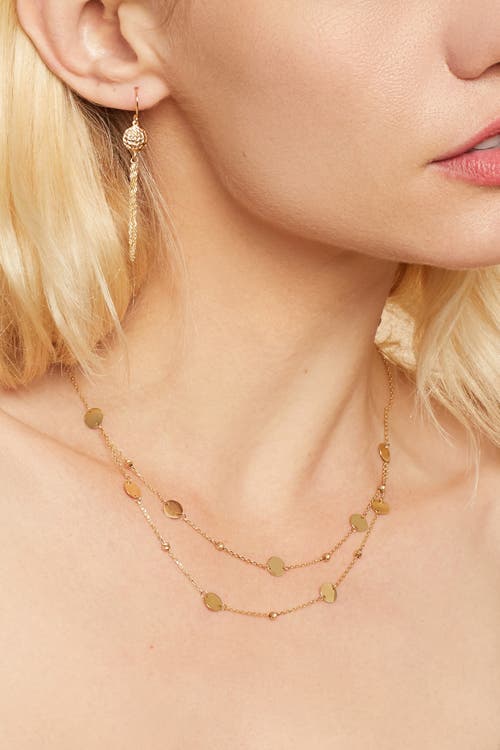 Oradina Women's 14k Yellow Solid Gold Manhattan Layered Station Necklace In Yellow Gold