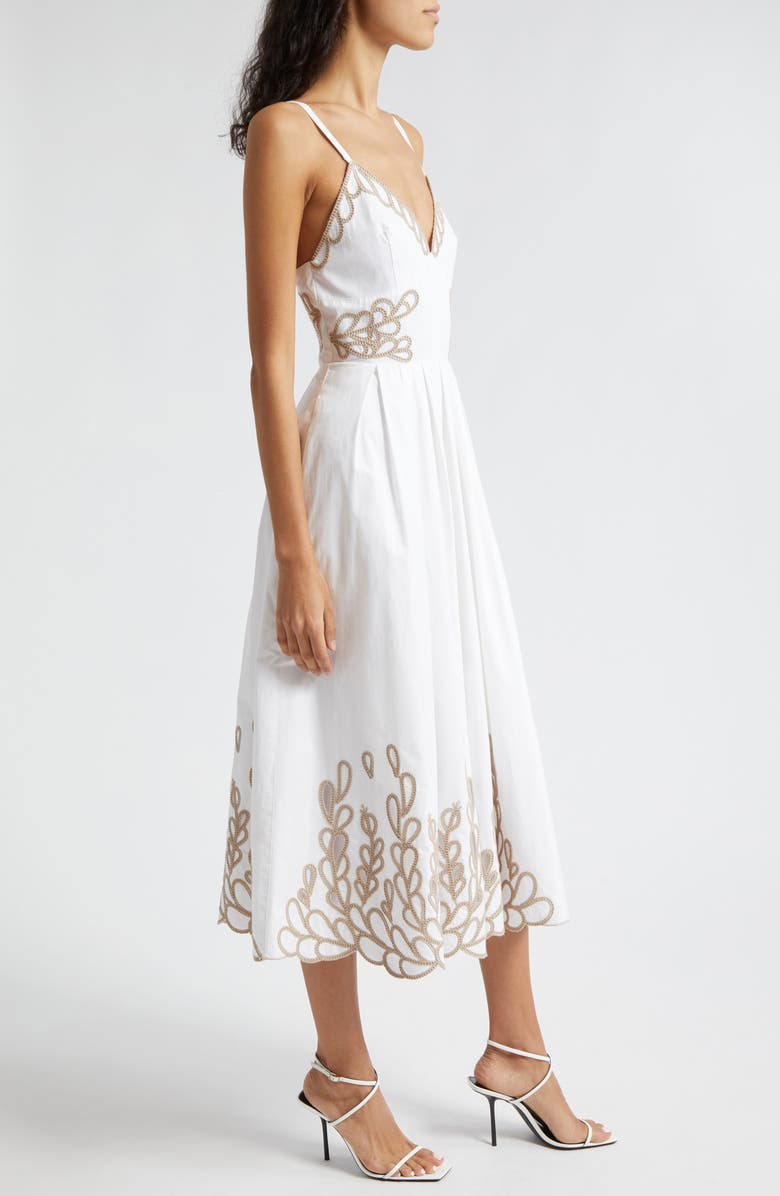 Cinq à Sept Maude Braid Detail Cotton Midi Dress, Alternate, color,