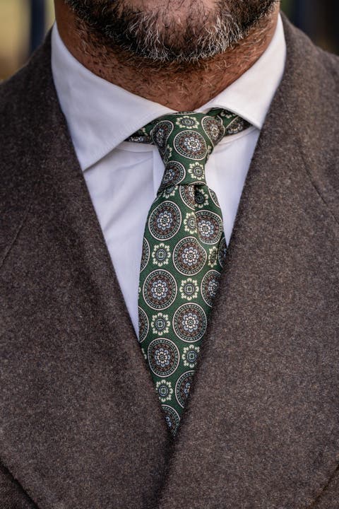 La Vigna - Extra Long Printed Silk Tie for Men