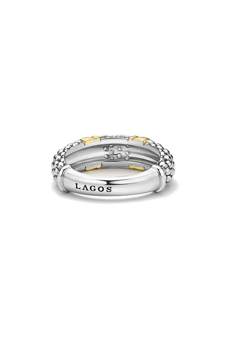 Signature Caviar Pavé Diamond Ring, 6mm, Alternate, color, TWO-TONE