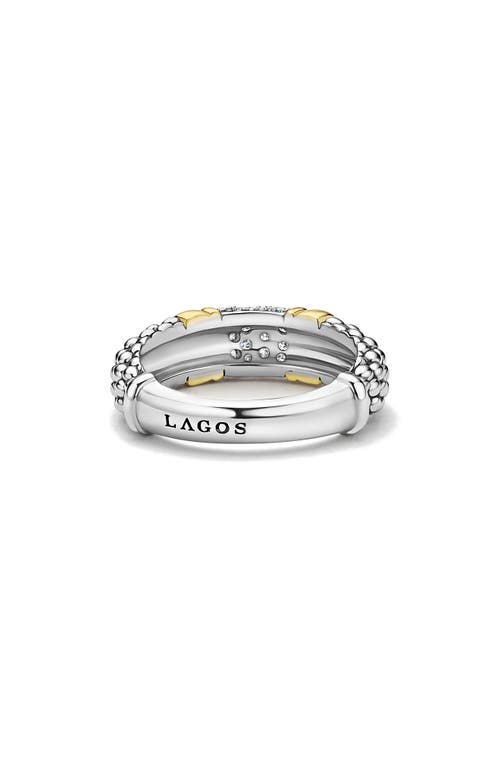Lagos Signature Caviar Pavé Diamond Ring, 6mm In Two-tone