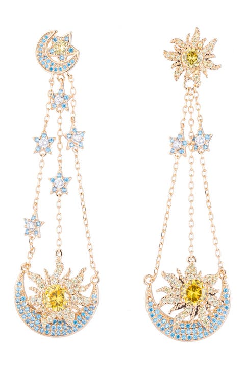 Under The Moon Sun CZ Crystal Earrings