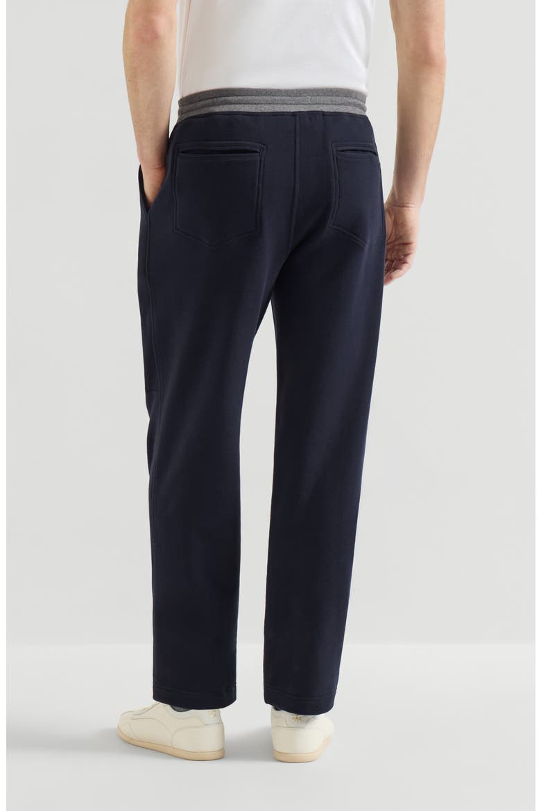 Cotton French terry trousers with embroidery, Alternate, color, Cobalt