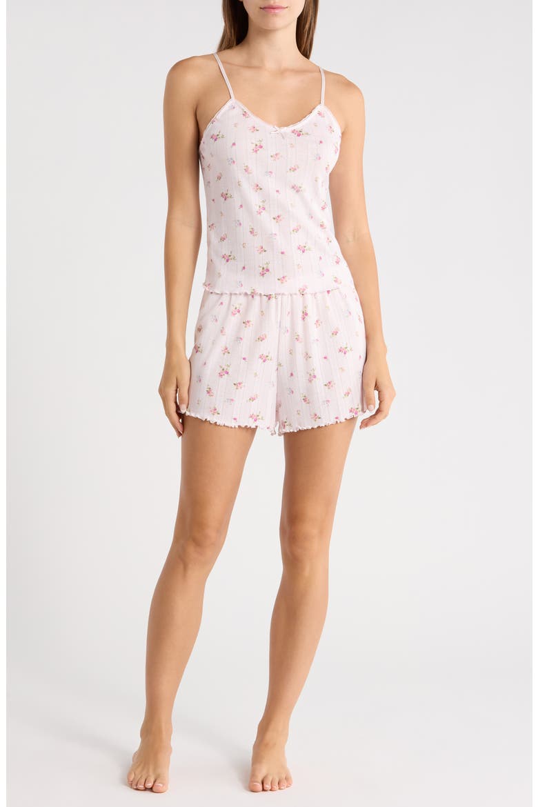 Pretty Pointelle Shortie Pajamas, Main, color, PINK- PURPLE SUMMER POSEY