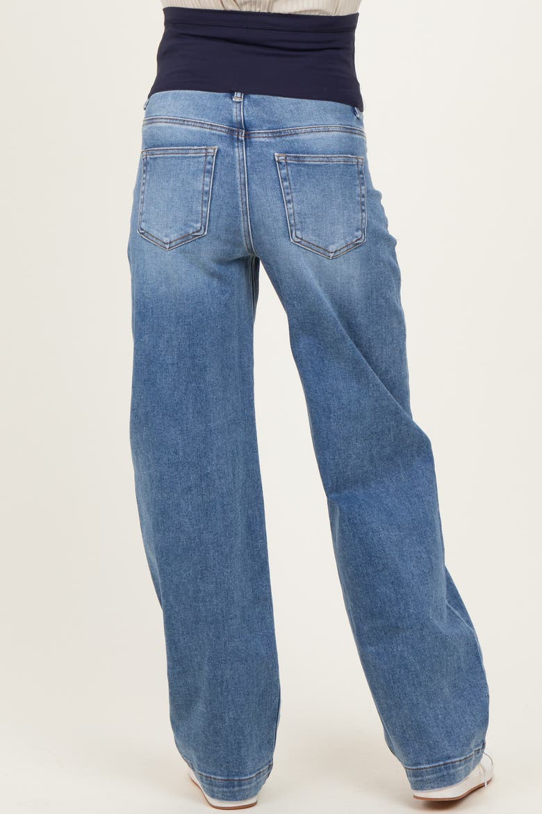Medium Wash Baggy Straight Leg Maternity Jeans, Alternate, color, Blue