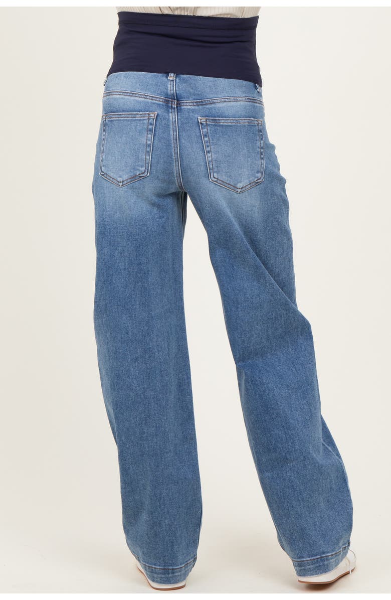 PinkBlush Medium Wash Baggy Straight Leg Maternity Jeans, Alternate, color, 