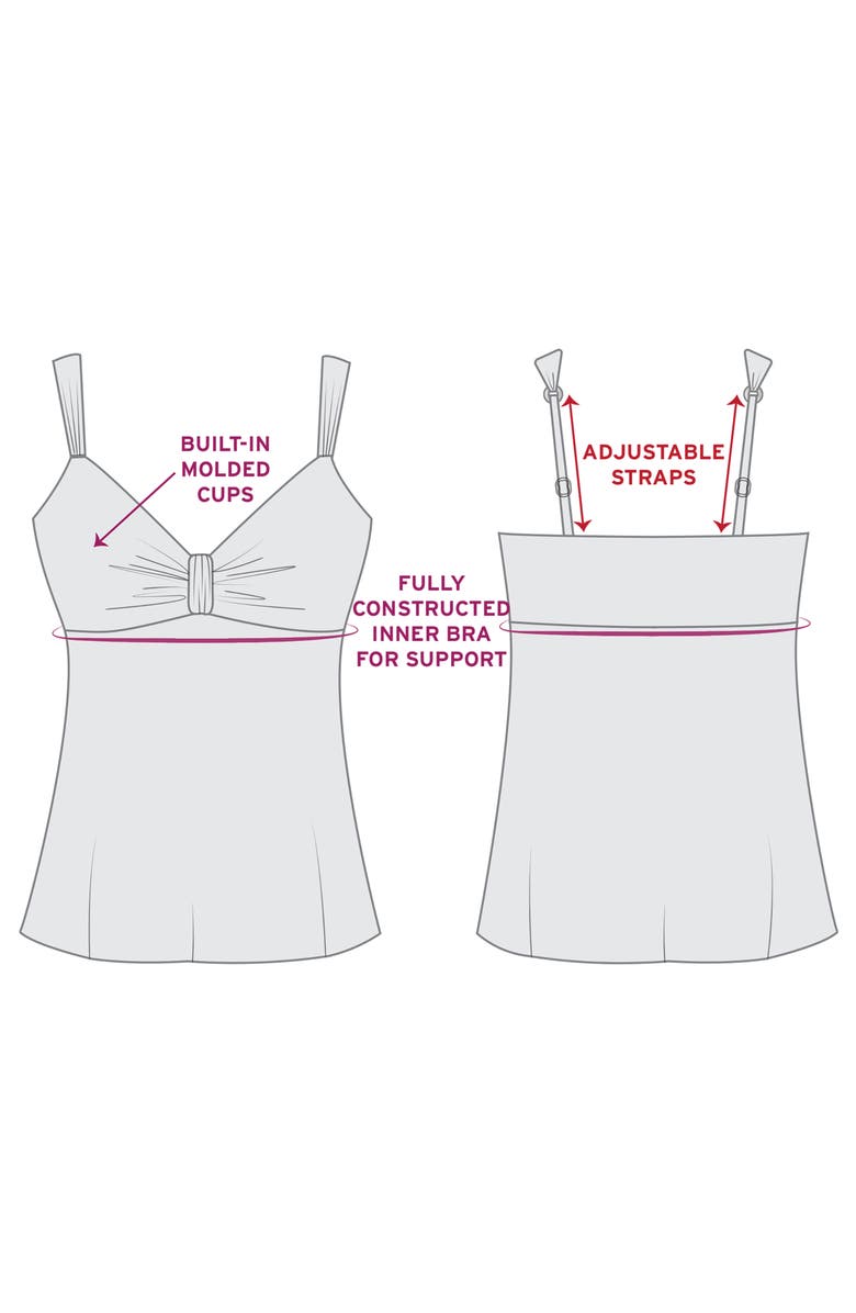 Trimshaper Lily V-Neckline Tankini Swimsuit Top, Alternate, color, Moroccan Maze