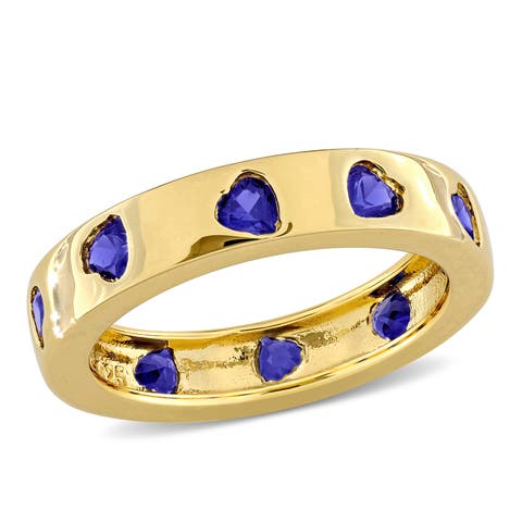 Lab-Created Gemstone Heart Eternity Ring