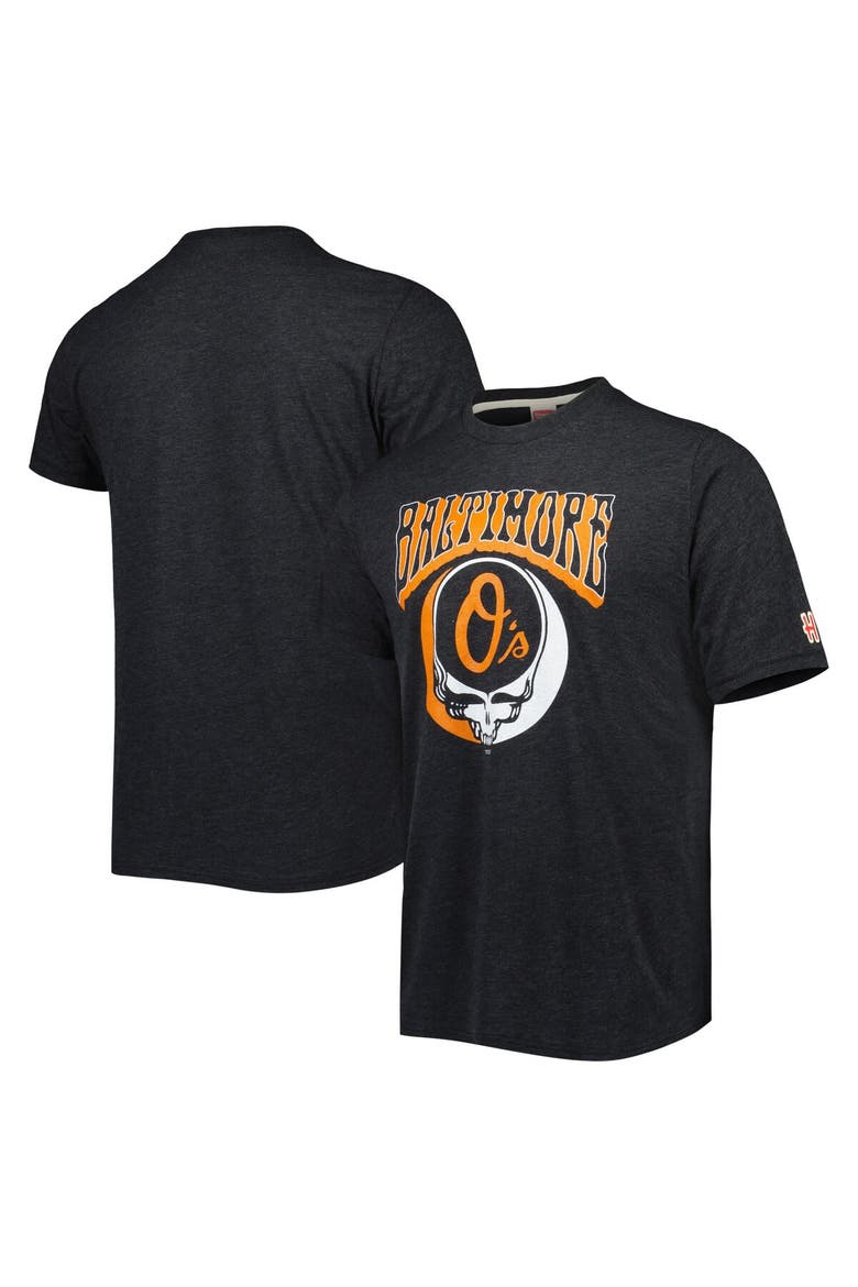 Men's Homage Charcoal Baltimore Orioles Grateful Dead Tri-Blend T-Shirt, Main, color, Charcoal