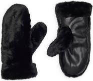 BCBG Faux Fur & Faux Leather Mittens