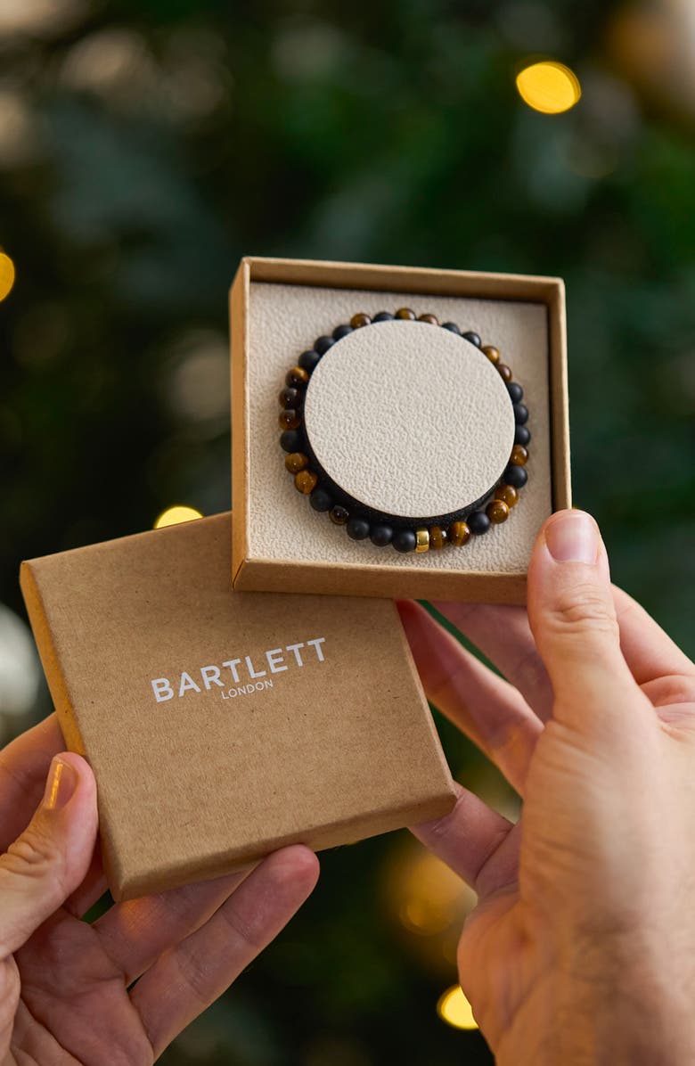 Estella Bartlett Men's Black Onyx & Tiger's Eye Beaded Bracelet, Alternate, color, Black Onyx/ Tigers Eye