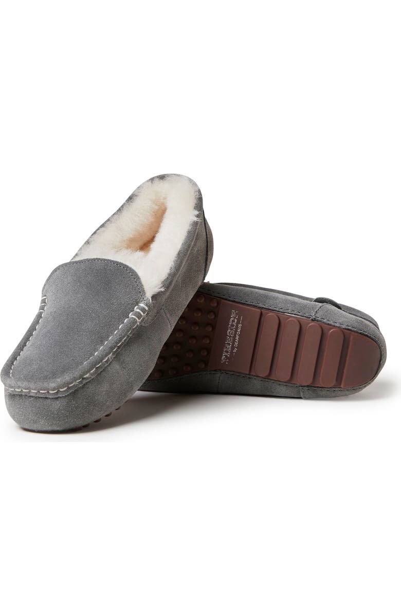 DEARFOAMS Fireside Mel Genuine Shearling Moccasin Slipper, Alternate, color, Grey