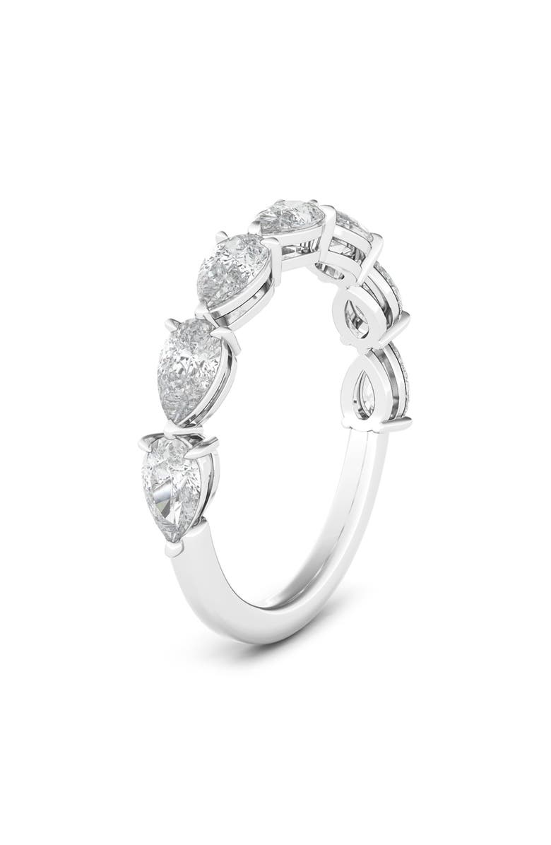HauteCarat Pear Cut Lab Created Diamond Half Eternity Ring, Alternate, color, White Gold