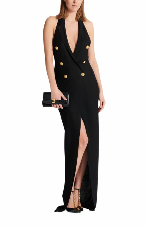 Balmain 6 Buttons Long Halterneck Knit Dress Clothing In Black